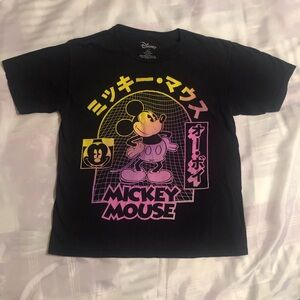 Disney Black Tee with Neon Yellow and Pink Mickey Graphic - Kids